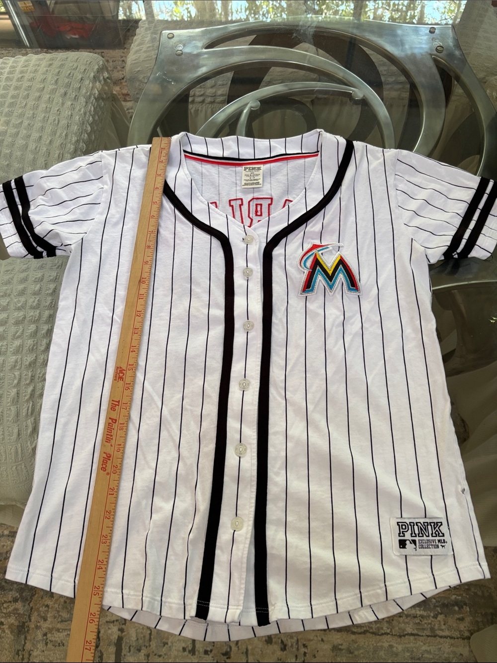 PINK Victoria's Secret White Pinstripe Miami Marlins Kids Jersey